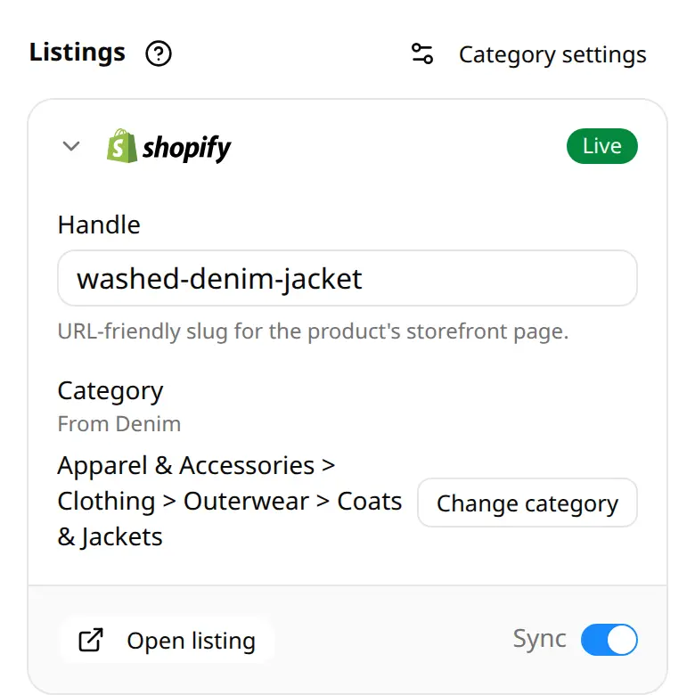 A live Shopify listing for a unique item, ready to take down when it sells