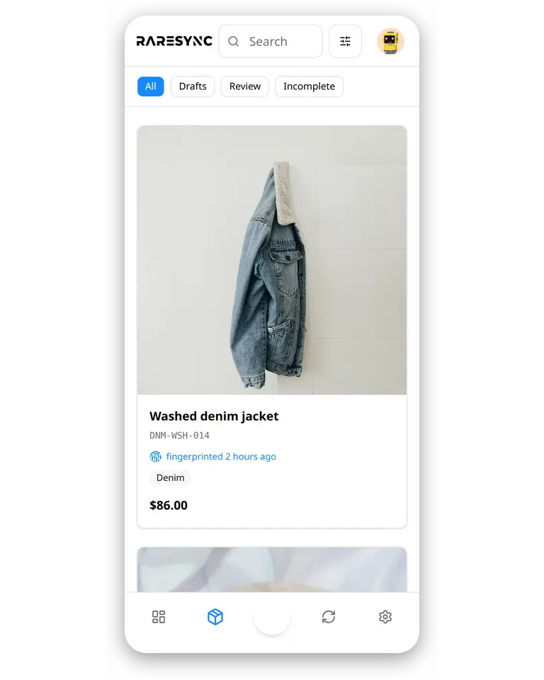 The catalog on a phone